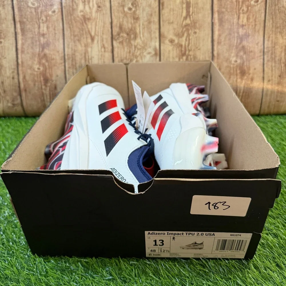 Adidas Adizero Impact TPU 2.0 USA Baseball Cleats Mens size 13 White Red Navy